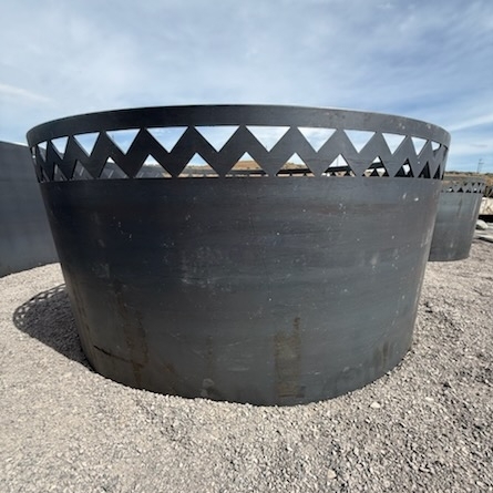 Round Corten Steel Firepit Laser Cut Finish
