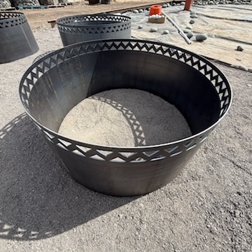 Round Corten Steel Firepit Laser Cut Finish